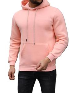Nouvelle mode sweat à capuche tissé pour hommes sweat de survêtement uni à manches longues brodé imprimé coupe régulière pull à capuche rose - Product Image 2