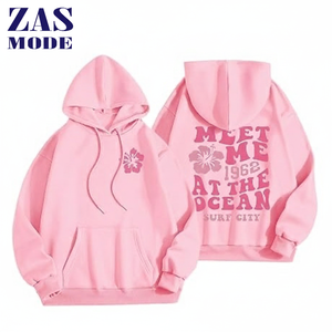 Sweat à capuche en coton imprimé avec logo personnalisé, imprimé en relief de haute qualité, lourd, surdimensionné, taille plus, pull pour femmes - Product Image 1