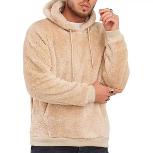 2025 sweat à capuche Sherpa poids lourd personnalisé 100% coton polaire moelleux hiver épais bloc de couleur chaude avec poche brodée - Product Image 1