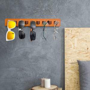 Organizador de gafas de sol de madera rústica, exhibición de gafas montada en la pared para entrada, sala de estar, dormitorio, almacenamiento en el hogar para gafas - Product Image 2