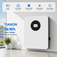 Batterie murale hybride intelligente à écran tactile 25,6 V 200 Ah 5 kWh avec onduleurs compatibles WiFi, BT et CANbus