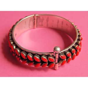 Brazalete de moda de Plata de Ley 925, piedra preciosa de Coral hecha a mano, joyería de plata GS para regalo - Product Image 4
