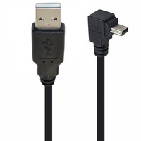 Ángulo recto Mini USB A macho a Mini USB B Adaptador de cable de carga macho de 5 pines