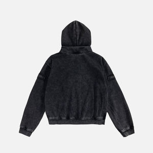 Sudadera con capucha y cremallera para hombre, OEM personalizada, de alta calidad, de algodón lavado al ácido, estampada, de felpa francesa de 160g, anti-bolitas, para invierno, con accesorios metálicos, estilo Hip Hop - Product Image 2
