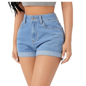 Pantalones cortos de mezclilla ajustados de algodón 100% para mujer, transpirables y cómodos para yoga al aire libre, deportes, entrenamiento, patrón sólido, ecológico - Product Image 4