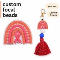 Breloques personnalisées en silicone PVC arc-en-ciel pour la sensibilisation au cancer du sein, pour stylos et perles DIY, marque PDD, fabriquées en Chine