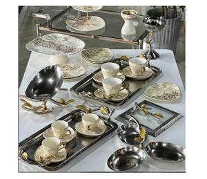 Platos esmaltados modernos, borde de latón con patrón floral, cuencos de acero inoxidable, soportes de nivel y fabricante de platos - Product Image 4