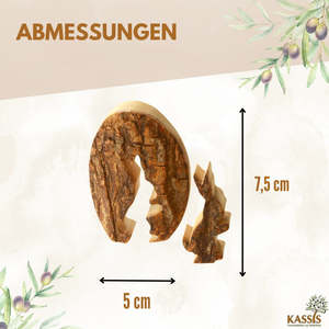 Décoration de Pâques : Lapin de Pâques dans un œuf avec écorce, décoration de table en bois d'olivier - Product Image 3