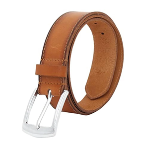 Cinturón de Cuero Genuino de Grano Completo con Hebilla de Acero Cromado Pulido de Alta Calidad, Estilo Casual de Lujo al Mejor Precio - Product Image 3