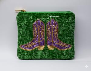 Porte-monnaie en perles de Mardi Gras, porte-monnaie en perles de Mardi Gras, violet, fabriqué en Inde, fait à la main par Glowin Fashion - Product Image 3