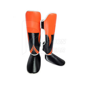 Espinillera de artes marciales para boxeo MMA Muay Thai Training Almohadillas de protección de Espinilla de cuero PU personalizables - Product Image 4