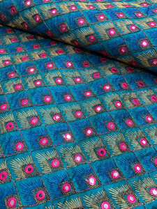 Tissu brodé Phantom Katli Heavy Mirror Work All Over Design pour les tenues de mariage Sarees Lehenga Fashion au meilleur prix - Product Image 1