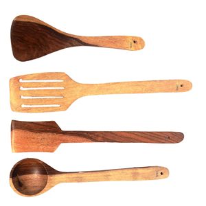 SKIMMER DE COCINA DE MADERA DE ACACIA Servidores de ensalada de madera de mango Juego de 2 SERVIDORES DE ENSALADA DE MADERA JUEGO DE 2 HECHO A MANO KETCHENWAR ÚNICO - Product Image 4