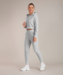 Venta al por mayor sudaderas con capucha de las mujeres Heather Grey Color 100% sudaderas con capucha de algodón logotipo personalizado mujeres recortadas sudaderas con capucha para las mujeres - Product Image 1