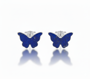 Pendientes de Plata de Ley 925 con Forma de Mariposa y Lapislázuli, Engaste de Bisel, Bonitos y Modernos, Regalo para Bodas y Fiestas - Product Image 1