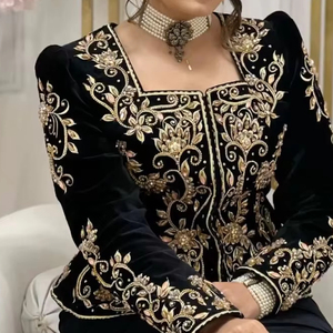 Veste & ROBE KARAKOU AVEC Tissu de haute qualité AVEC Perles de verre en cristal ornées, pierre, Dabka Work Wedding/Party-Wear = 2024 - Product Image 1
