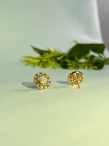 Boucles d'oreilles en or rose 14 carats avec diamants naturels de couleur H-I, taille brillant rond, clarté SI3-I1, cadeau d'anniversaire de luxe - Product Image 4