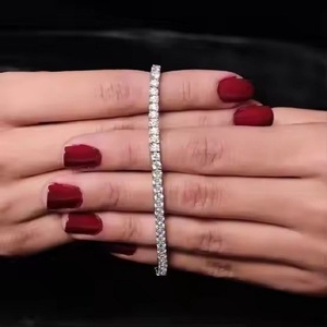 Pulsera de tenis de diamante de oro blanco de 14 quilates corte redondo Moissanite Lab creado brillo para mujeres y niñas - Product Image 5