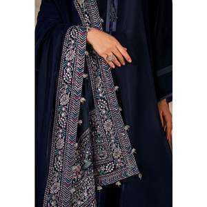 Chal de terciopelo ligero bordado azul para mujer musulmana, 2.75 yardas VS-58 - Product Image 3
