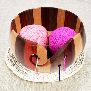 top selling wooden yarn bowl new design mix wooden yarn holder bowl acacia mango pine wood