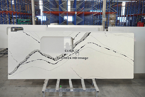 Dự Án Nv891 Tốt Nhất Loại Sóng Tĩnh Mạch Nhân Tạo Thạch Anh Nhà Bếp Countertop Đảo Bàn Ăn Hiện Đại Với Bảo Vệ Cạnh - Product Image 5