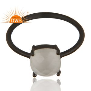 Anillo apilable de plata de ley con piedra de Luna Blanca natural, joyería personalizada - Product Image 3