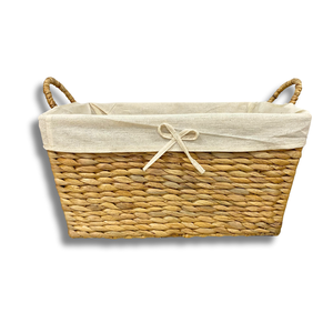 ตะกร้าใส่ของตกแต่งจากหญ้าทะเลหวายไม้ไผ่ใส่น้ำผักตบชวาพร้อมซับในคอตตอนเหมาะสำหรับห้องนั่งเล่นและห้องนอน - Product Image 1