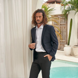 BEAM Premium Men's Slim Fit Blazers 2-Button Fitted Rayon Mix Polyester CBM35 Male Cutting ODM Supply <b>Poncho</b> Reseller Seeking - Product Image 6