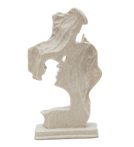 Piedra de arena blanca, un picoteo en la frente, figurita abstracta para parejas, figurita decorativa hecha por el hombre, artesanías, decoración de boda - Product Image 5