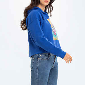 2025 vente chaude femmes à manches longues hiver pull à capuche couleur unie tricoté imprimé Techniques avant Logo fabriqué au Pakistan - Product Image 3