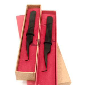 Pinzas de extensión de pestañas de acero inoxidable japonés de Plasma negro completo de 90 grados de alta calidad, instrumento de belleza con logotipo personalizado - Product Image 1