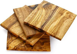 Juego de 6 posavasos de madera de mango de diseño simulado con acabado brillante de conteo de esmalte - Product Image 2