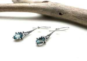 925 argent Sterling bleu topaze pierres précieuses boucles d'oreilles bijoux faits à la main argent Boho Style boucles d'oreilles bijoux pour femmes cadeau de mariage pour - Product Image 3