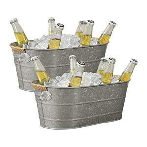 Classy <b>Galvanized</b> Metal Wine and Beverage <b>Tub</b> with Side Handle for Party Decorative Ice Buckets - Product Image 5