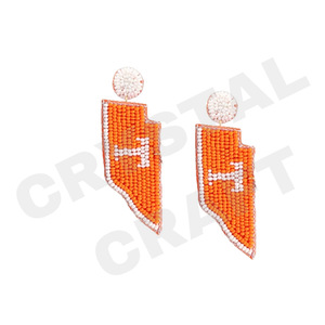 Pendientes con cuentas de diseñador con estampado de pata para mujer, Día conmemorativo patriótico, Material de tela de Color naranja, blanco y azul - Product Image 4