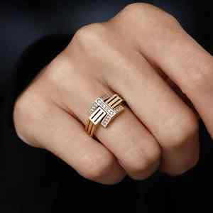 0.20 Carat Round Cut Lab Grown Diamond <b>Chunky</b> Stacking Engagement <b>Ring</b> Jewelry Gift for Women's 14K Yellow Gold - Product Image 2