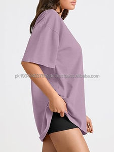 Unisex ácido lavado gota hombro Casual Camiseta 100% algodón largo Waseem Impex High Street diseño sólido patrón Jersey tela - Product Image 3