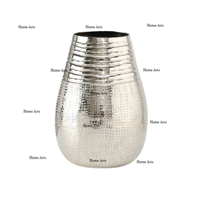 Vente directe d'usine Vase à fleurs couleur argent Vase à fleurs en aluminium Design fantaisie Vase à fleurs artificielles de forme ronde - Product Image 2