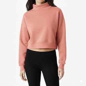 Sudadera de Mujer para Otoño e Invierno, de Color Sólido, Tejido Regular, Estilo Casual, Corte Cuadrado, Cuello Alto Simulado, Larga por Delante, de la Hermandad Sigma Delta Alpha - Product Image 4