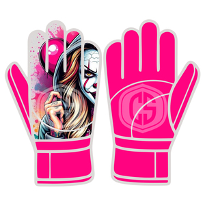 Gants de gardien de but Elite Clown Horror Edition, design à pois rose et rouge vifs |   Gants de football professionnels pour matchs et entraînements - Product Image 3