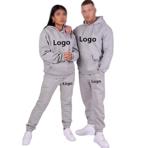 Custom Logo Unisex Solid Breathable Windproof Jogging Tracksuit | Cotton <b>Fleece</b> <b>Hoodie</b> & Sweatpants Set - Product Image 1