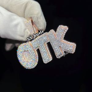 Sur mesure Hip Hop lettre Moissanite diamant nid d'abeille réglage 925 pendentif en argent rappeur hommes Hip Hop fête bijoux - Product Image 6