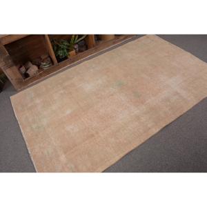 4.3x7.1 ft Area Turkish Vintage Rug, <b>Brown</b> Plants & trees <b>Wool</b> Rug - Product Image 4