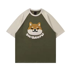 Camiseta de hombro caído de gran tamaño para hombre, logotipo bordado de moda con tela de punto, parche de chenilla personalizado, ropa elegante - Product Image 3