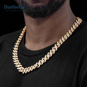Collier élégant en argent 925 plaqué or 14K pour homme Moissanite 14mm avec diamant glacé Miami Cuban Chain Box Clasp Cadeau pour colliers élégants - Product Image 1
