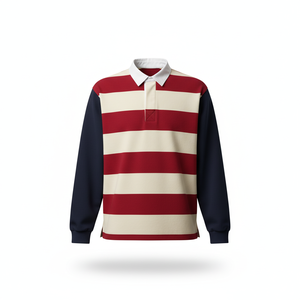 Maillot de rugby classique pour hommes à manches longues solide tricoté 100% coton respirant sportif pour chemise - Product Image 5