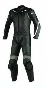 Blouson de moto en cuir noir respirant et imperméable pour homme adulte, avec texture en fibre de carbone cousue et injection TPU - Product Image 5