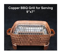 Barbecue de table rectangulaire de qualité supérieure, luxueux, à trois broches, en cuivre, écologique, réglable, moderne