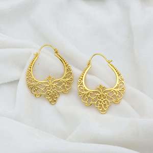 Nuevos Aros de Latón Estilo Gitano, Joyería Tribal al por Mayor, Regalo para Mujer, Chapado en Oro de 18k, Filigrana, Mandala, Aros Étnicos - Product Image 5