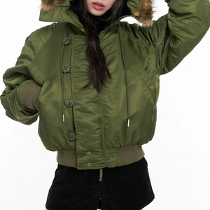 Veste matelassée pour femme, streetwear, printemps automne, OEM, lisse, tendance, décontractée, étiquette personnalisée, veste matelassée 2026, manteau léger - Product Image 2